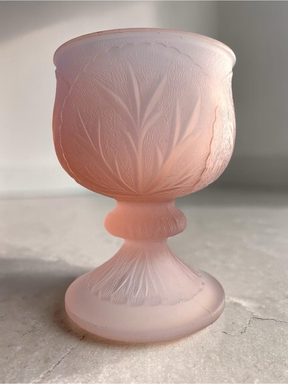 Vintage Indiana Glass Tiara Exclusive Pink Frosted Goblet Excellent Condition